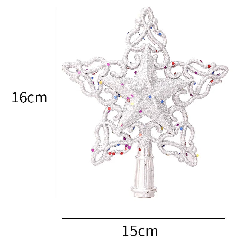 Christmas Tree Star Topper – Glitter Gold & Silver Snowflake Christmas Tree Topper Babs 6