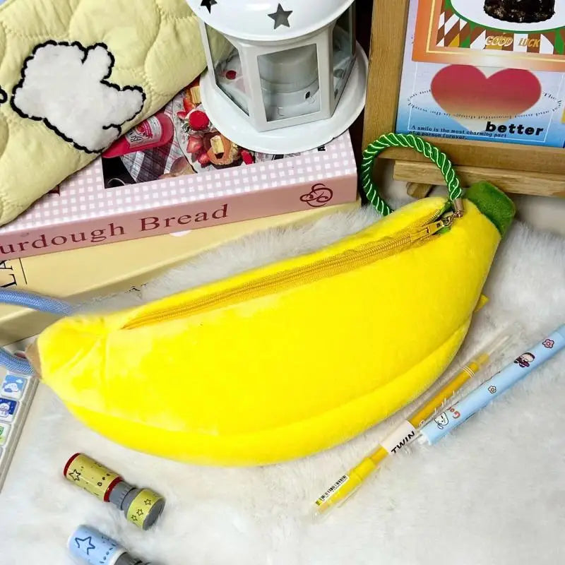 Kawaii Banana Plush Pencil Case – Cute Fruit Stationery Bag Plush Pencil Case Babs