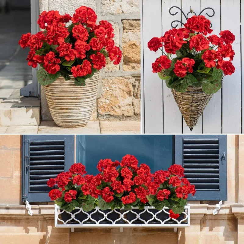 Spring Silk Begonia & Geranium Artificial Flowers | Home Decor Artificial Silk Flowers Babs