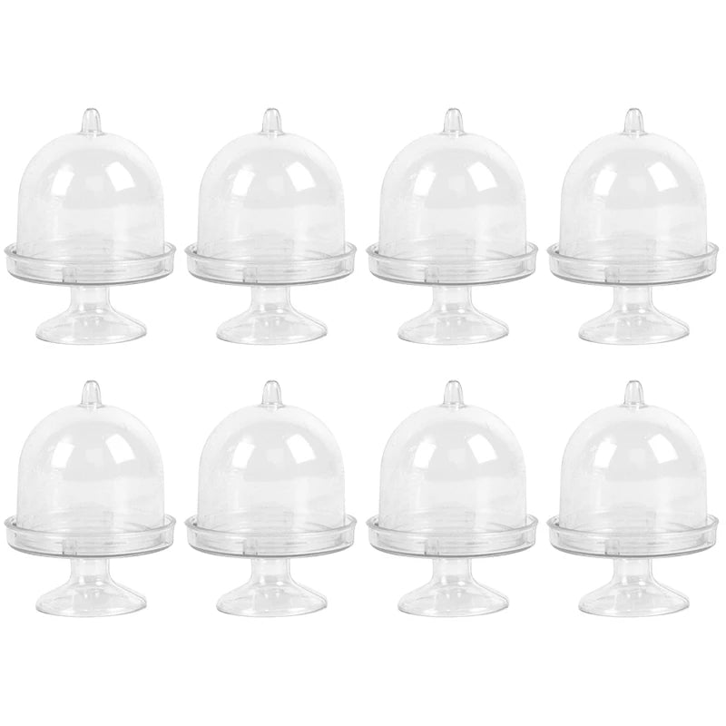 Clear Mini Cupcake Dessert Display Stand with Lid – 4/8pcs Cupcake Display Stand Babs Transparent 8pcs