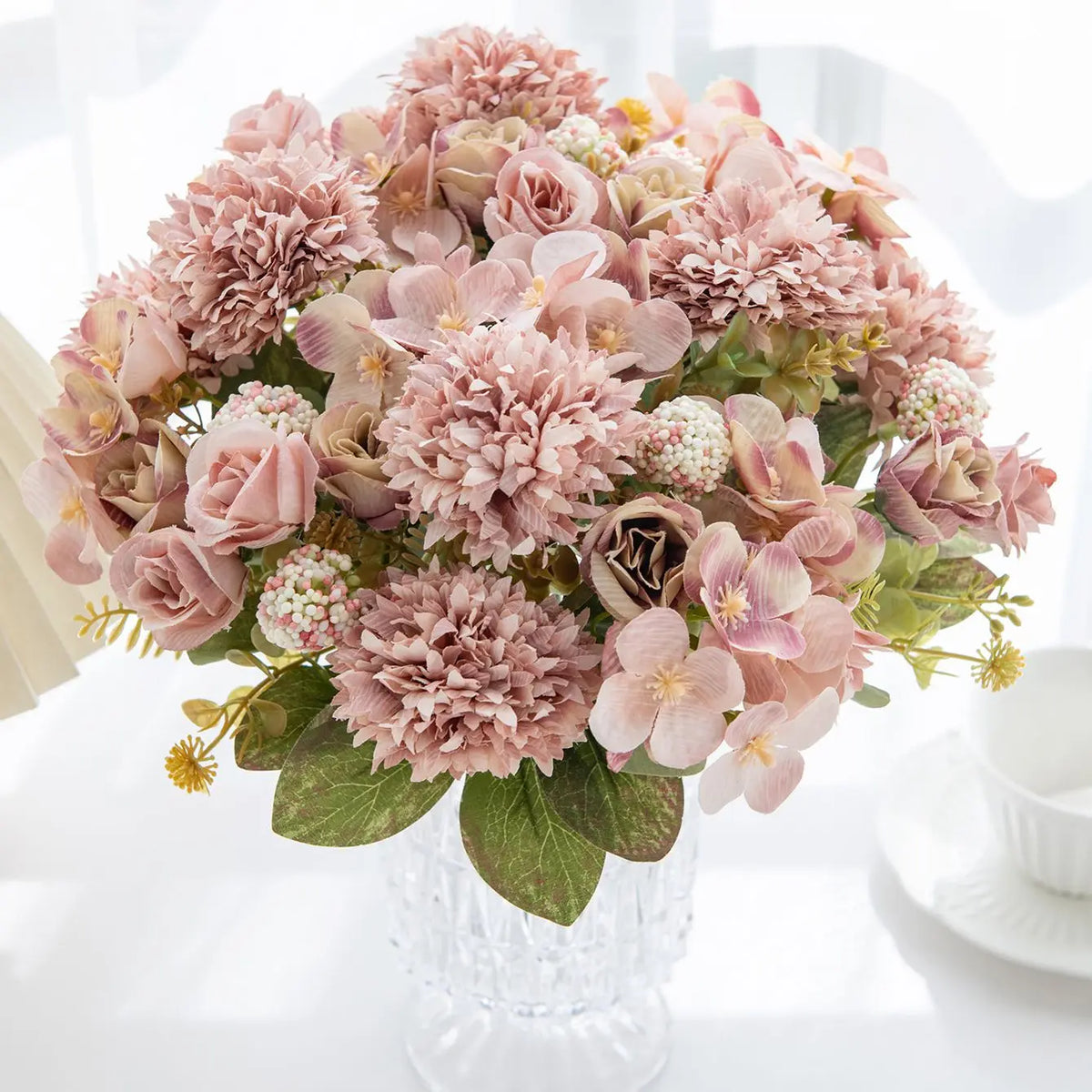 Artificial Silk Rose & Chrysanthemum Ball – Wedding Home Décor Artificial Flower Bouquet Babs