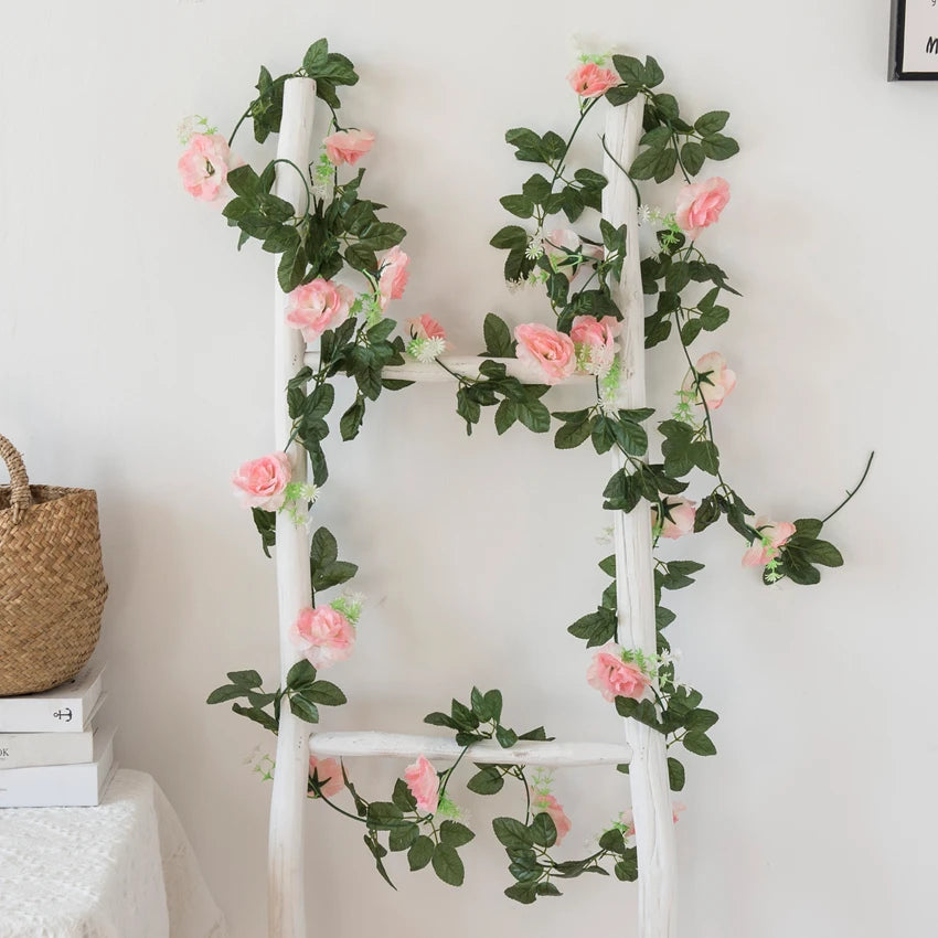 220CM Artificial Rose Vine Silk Garland – Wedding & Home Decor Artificial Flower Garland Babs