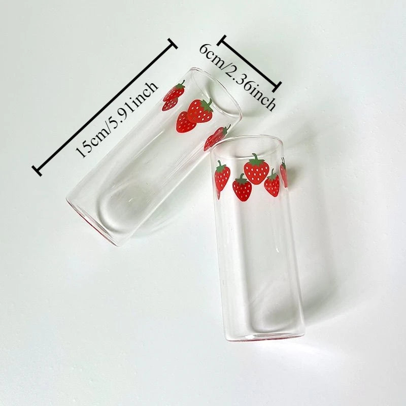 Strawberry Glass Cup – Heat Resistant Drinking Mug Drinking Glass Babs