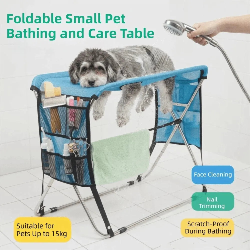 Folding Pet Grooming Hammock – Anti-Scratch Mesh Bathing Rack Pet Grooming Table Babs