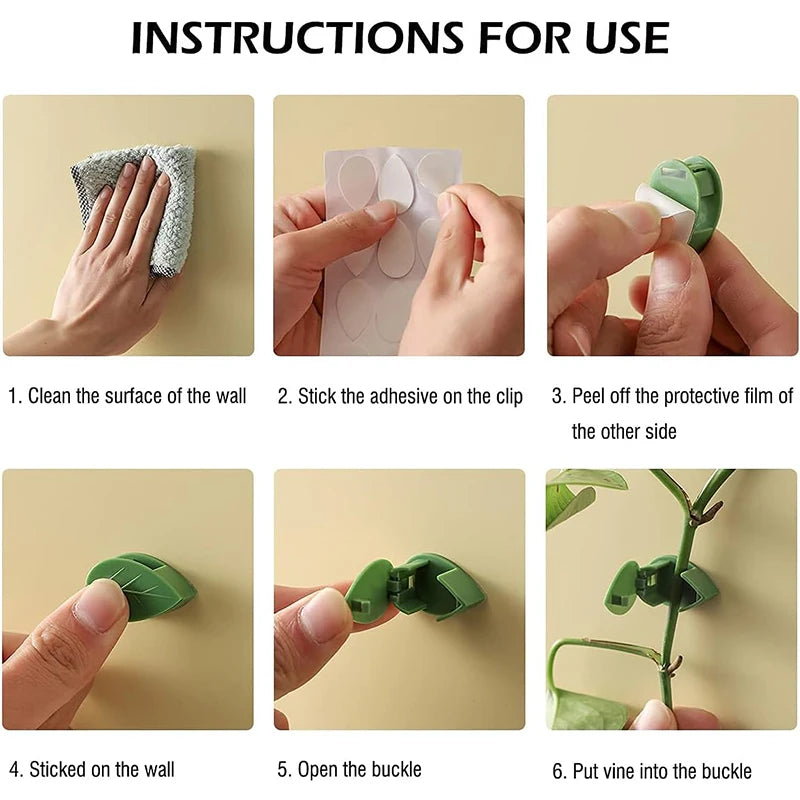10-Pack Leaf Plant Climbing Wall Clips | Self-Adhesive Vine Hook Plant Climbing Clips Babs