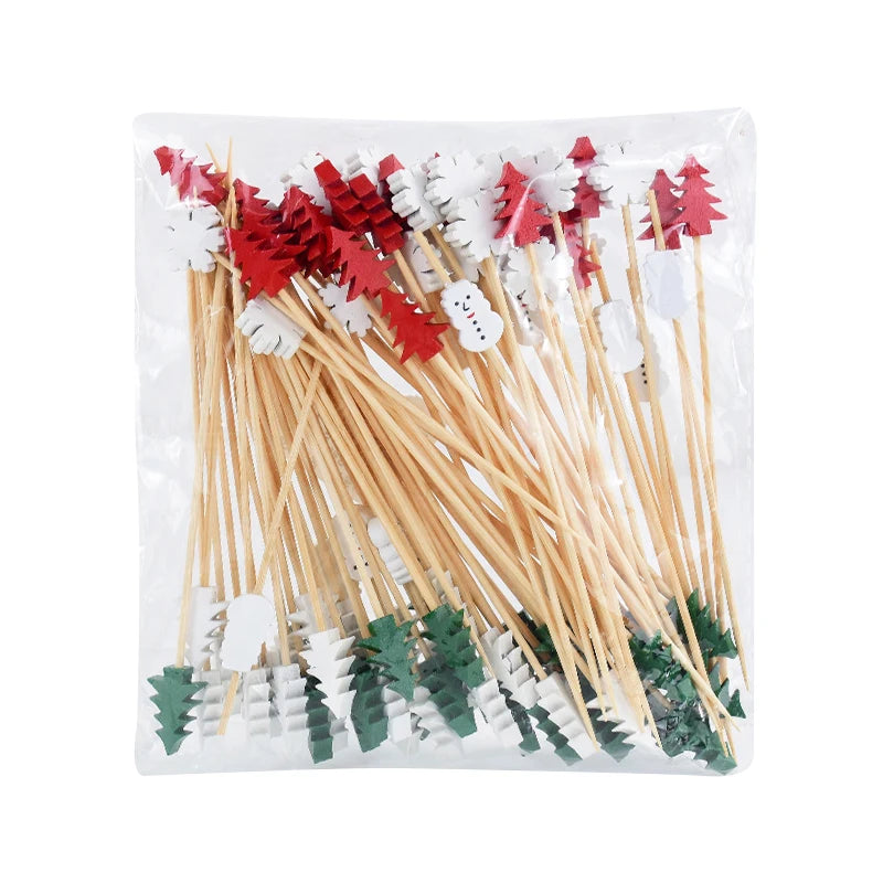Christmas Cocktail Picks & Cupcake Toppers – 50/100 Pcs Disposable Party Picks Babs Mix2 100pcs