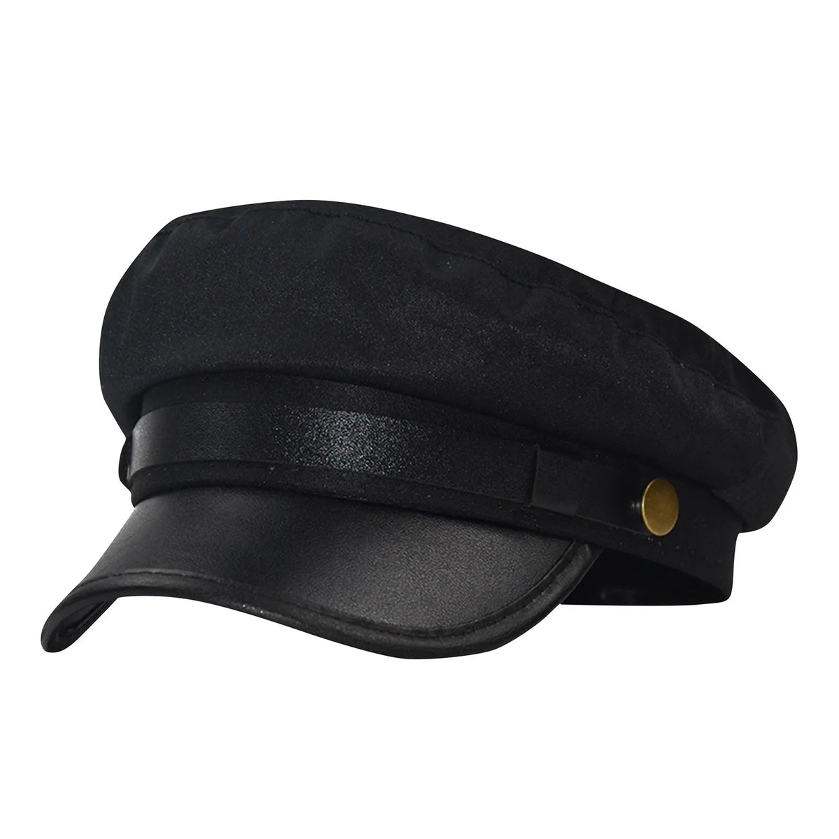 Unisex Flat Top Beret Cap – Vintage PU Leather Cycling Hat Flat Top Beret Cap Babs