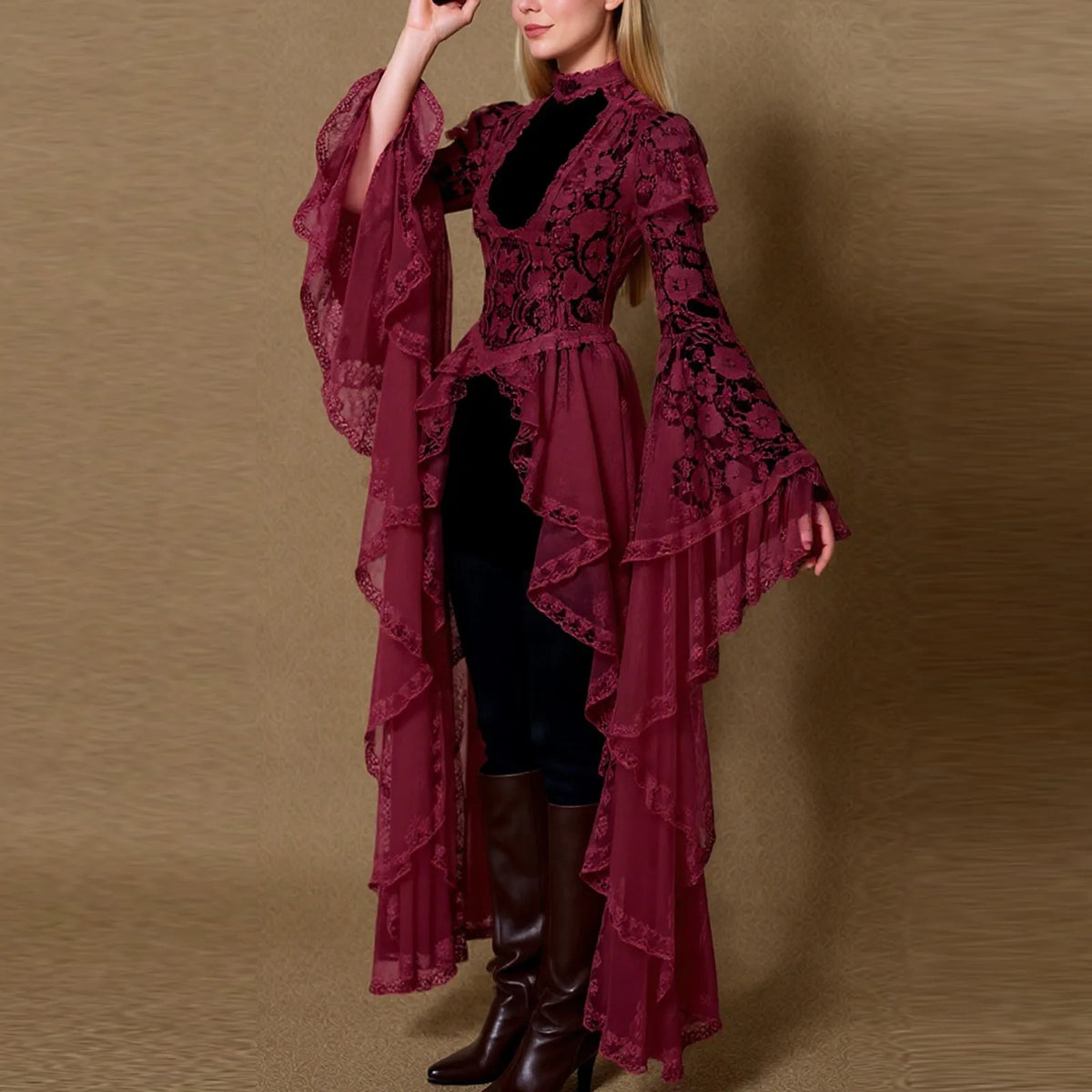 Women's Gothic Halloween Witch Maxi Dress | Medieval Cosplay Gothic Cosplay Dress Babs