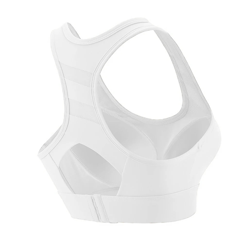 Women's High Impact Sports Bra – Push Up Racerback Yoga Top Sports Bra Babs White 1XL