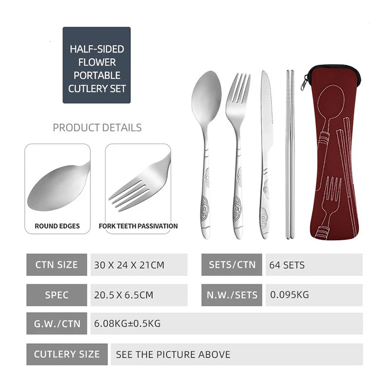 5-Piece Stainless Steel Portable Camping Cutlery Set Camping Cutlery Set Babs