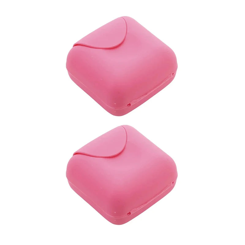 Portable Travel Soap Dish Box – Candy Color Plastic Holder Travel Soap Dish Babs 2pcs Pink S