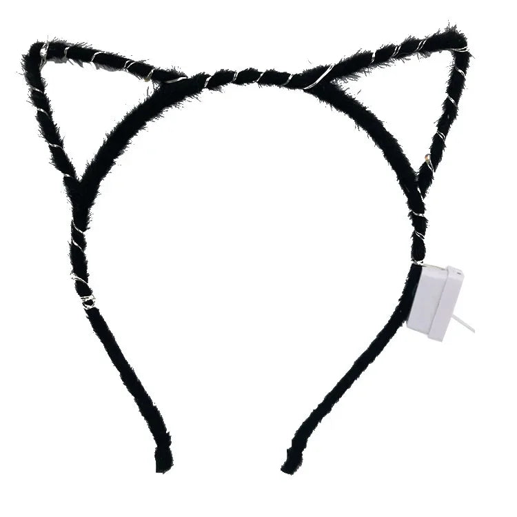 10pcs LED Flashing Cat Ear Headbands for Party, Halloween & Cosplay LED Party Headband Babs black cat headband