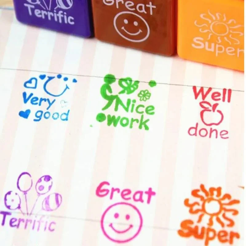 6-Piece Self-Inking Praise Reward Stamps for Teachers & Kids Self-Inking Stamp Set Babs