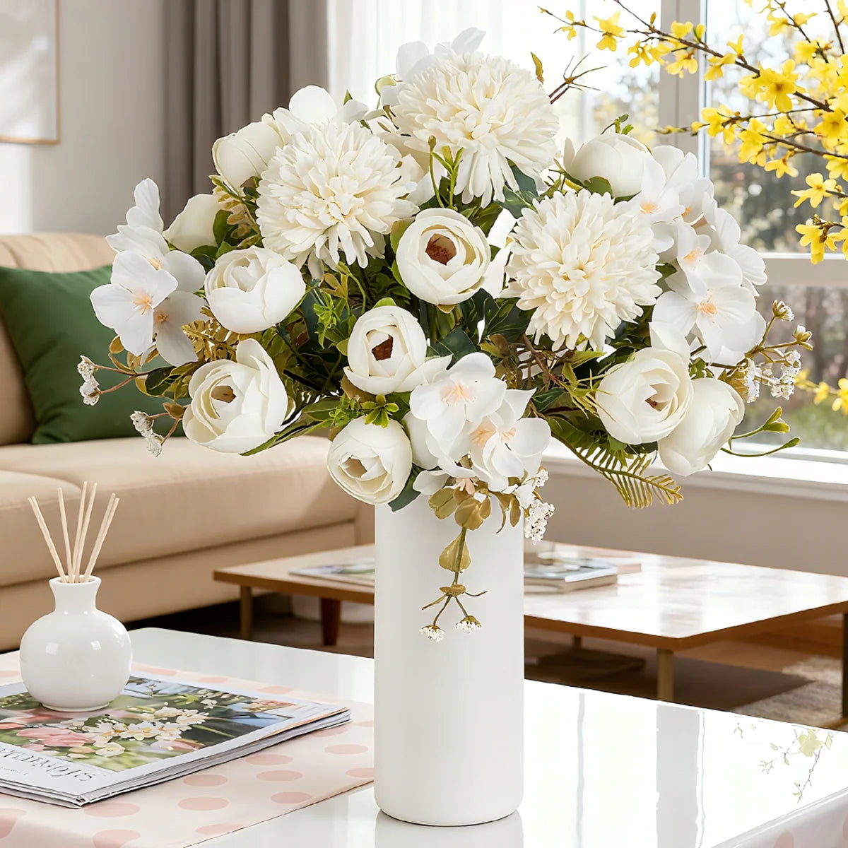 Artificial Silk Tea Rose Bouquet | Wedding & Home Décor Artificial Flower Bouquet Babs