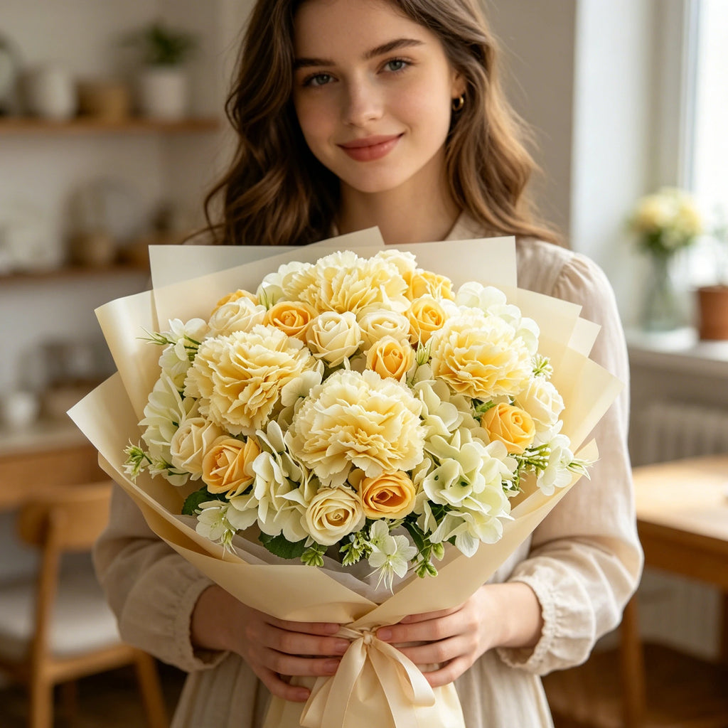 Silk Artificial Carnation Rose Bouquet | Wedding & Home Decor Artificial Flower Bouquet Babs