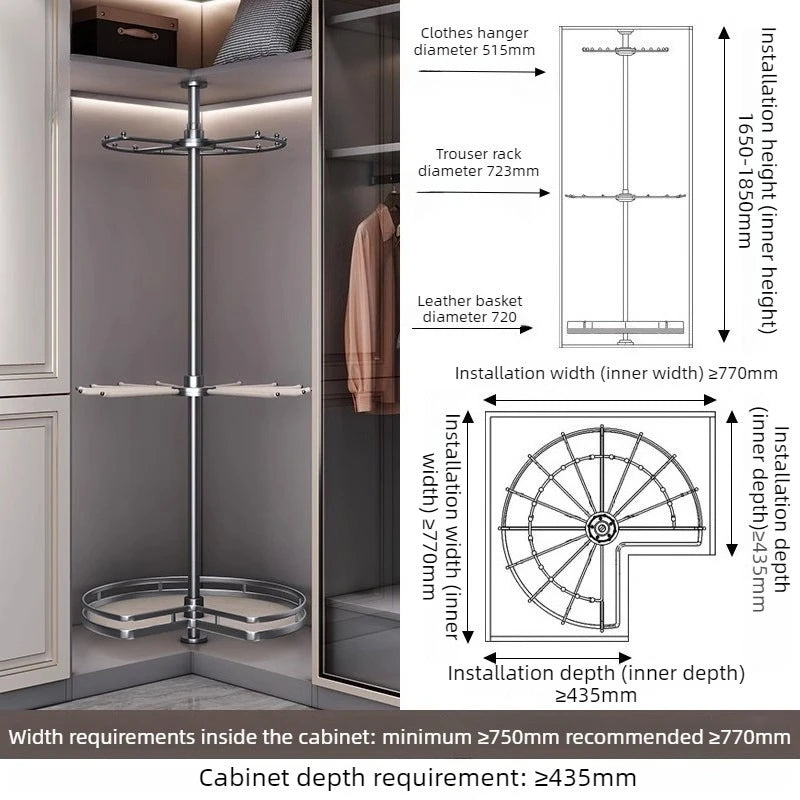 Rotating Coat Rack – Modern Aluminum Hanger Stand, 4 Hooks Rotating Coat Rack Babs Gray-Extra Small