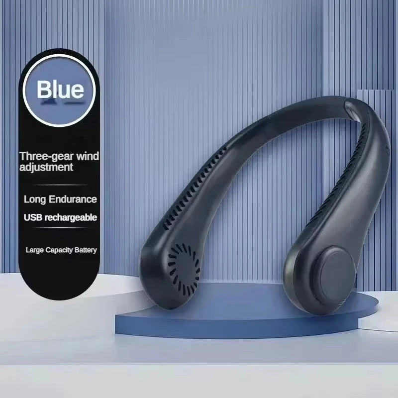 Bladeless Hanging Neck Fan – USB Rechargeable, Adjustable Speed Wearable Neck Fan Babs