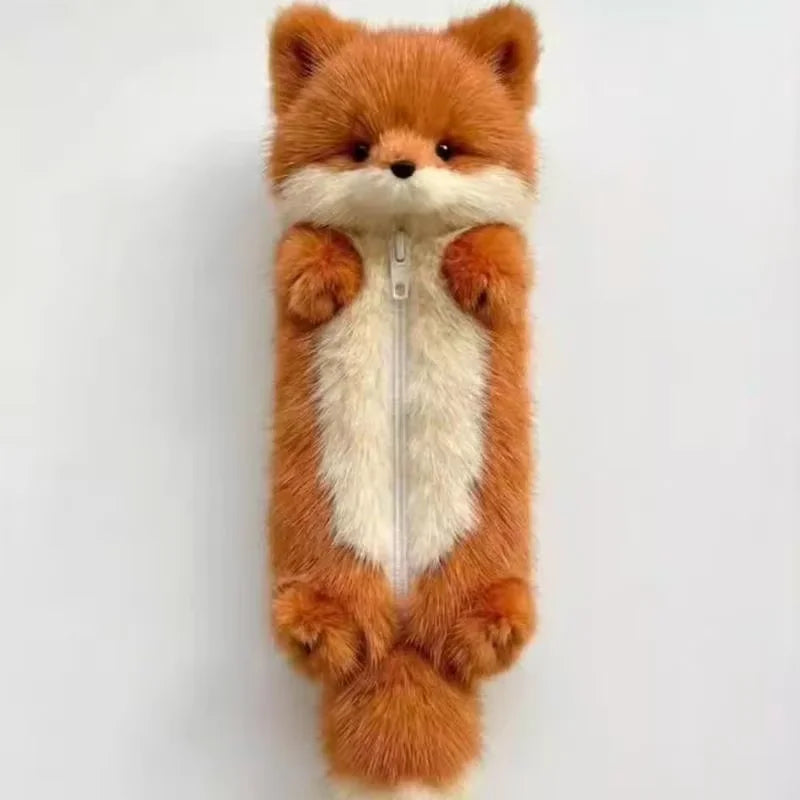 Fox Plush Pencil Case – Kawaii Zipper Stationery Bag Plush Pencil Case Babs