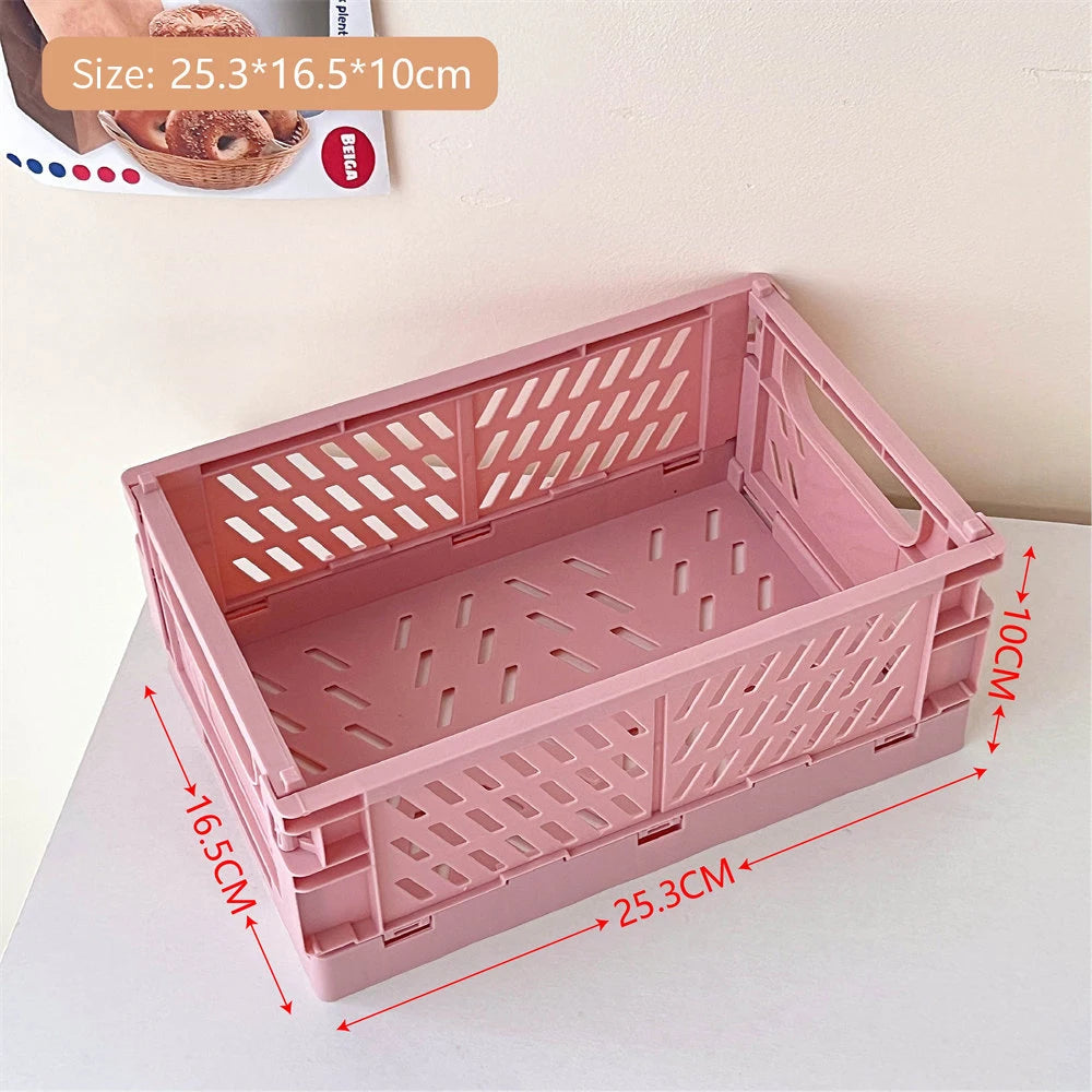 Foldable Storage Basket – Multi-Use Collapsible PP Plastic Crate Foldable Storage Basket Babs Pink 25cm