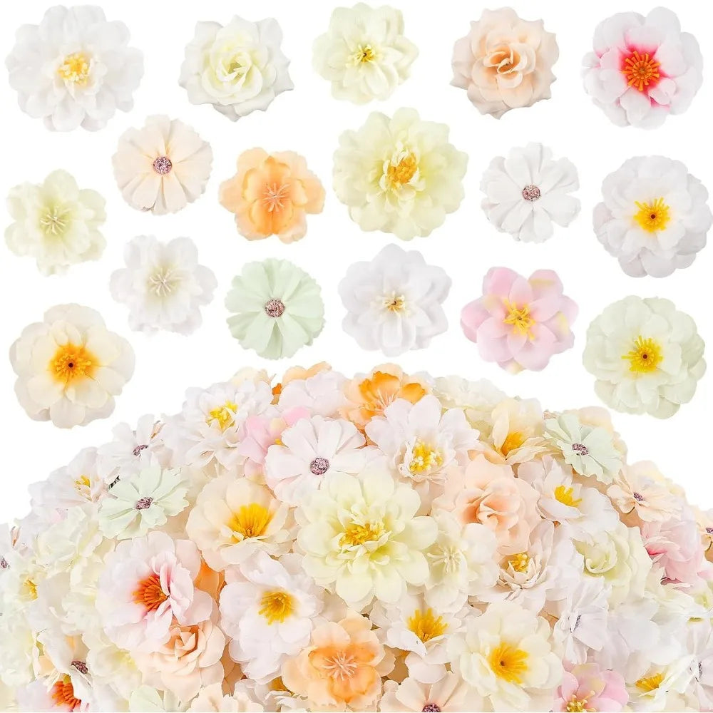 Silk Artificial Daisy Rose Peony Flower Heads – 10/50 Pcs Decor Artificial Flower Heads Babs