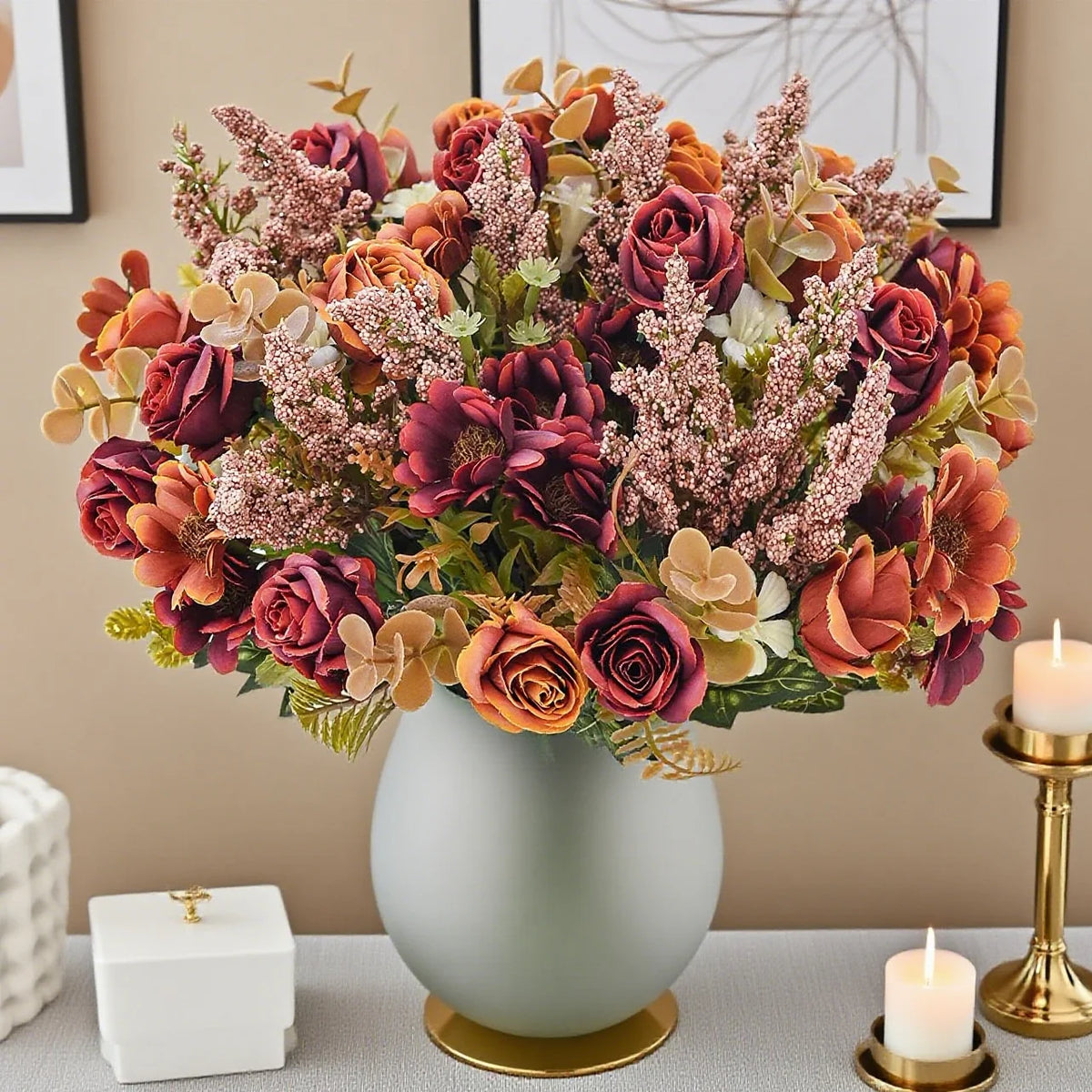 Silk Rose Artificial Flower Bouquet for Wedding & Home Decor Artificial Flower Bouquet Babs