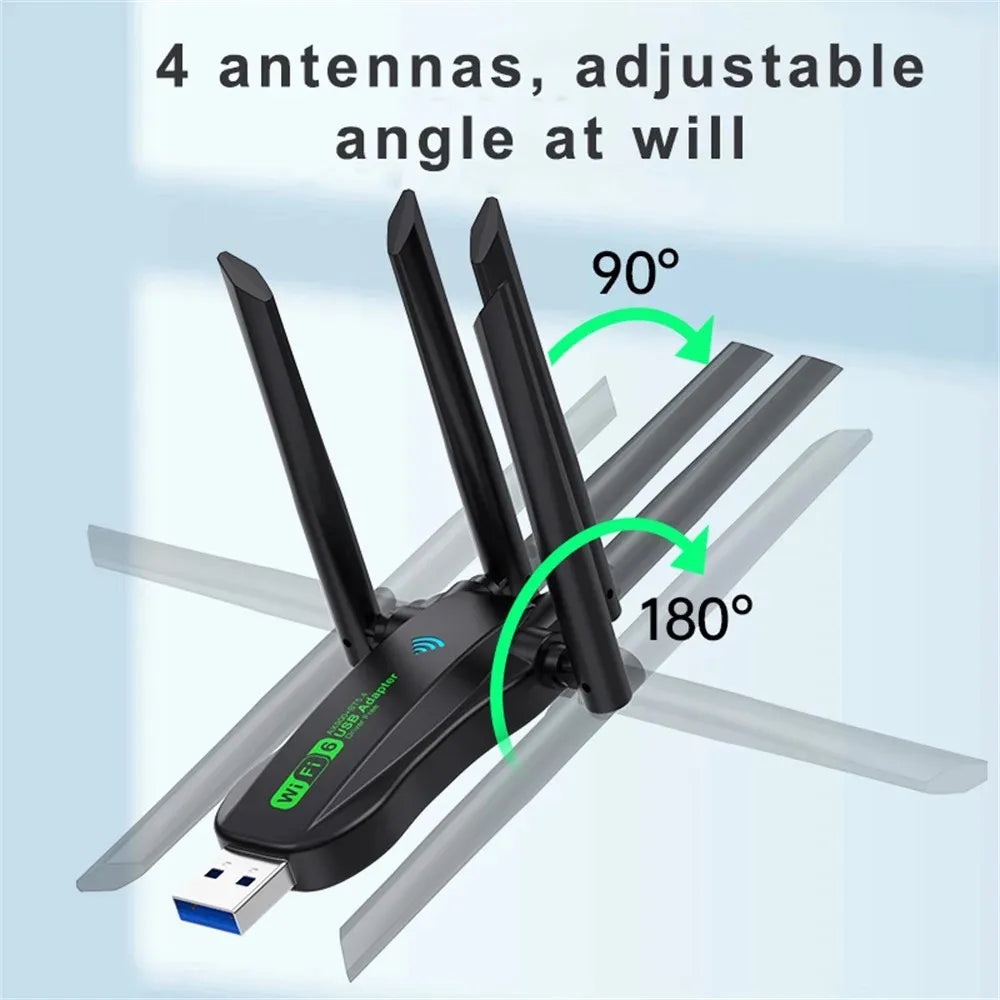 KEBIDUMEI WiFi 6 BT5.4 USB Adapter 900Mbps Dual Band 4-Antenna WiFi USB Adapter Babs