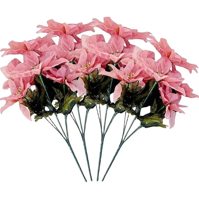 32cm Christmas Silk Carnation Bouquet – Fake Flowers for Home & Wedding Artificial Flower Bouquet Babs Pink