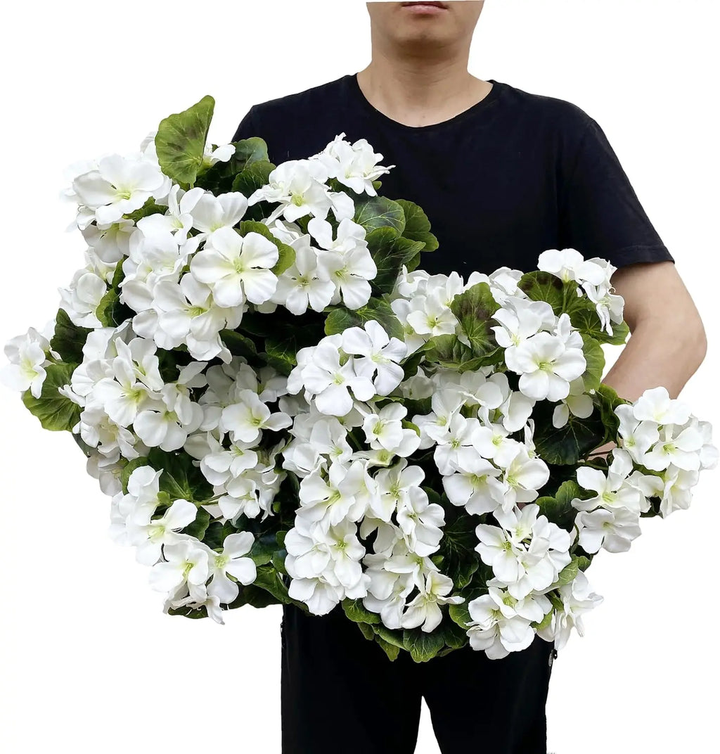 Artificial Silk Begonia Flowers – Home, Wedding & Garden Decor Artificial Flower Bouquet Babs WHITE 1 pc