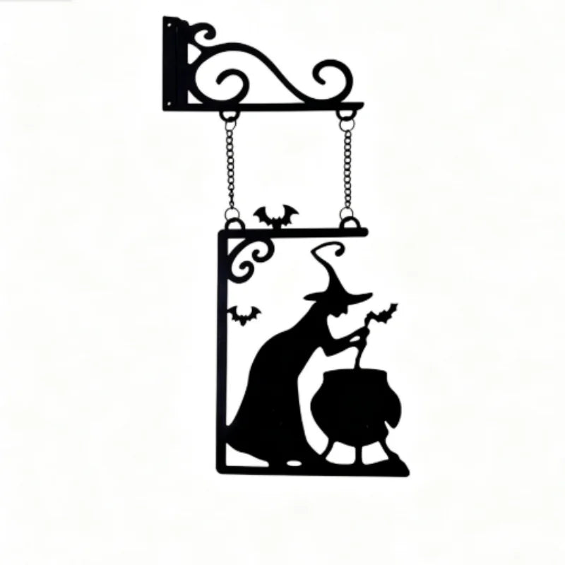 Halloween Witch Silhouette Metal Pendant Door Decoration Halloween Decoration Babs