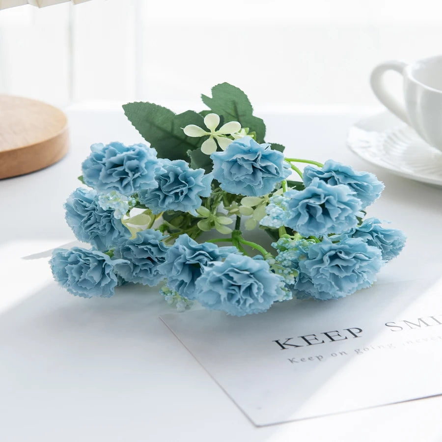 Artificial Silk Carnations – 15 Heads, Wedding & Home Floral Décor Artificial Flower Stems Babs