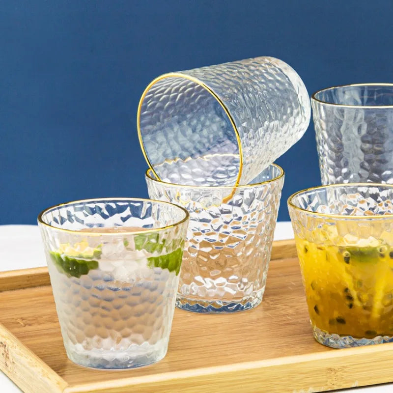 Hammered Glass Cup – Transparent Mug for Tea, Coffee & Milk Glass Drinking Cup Babs