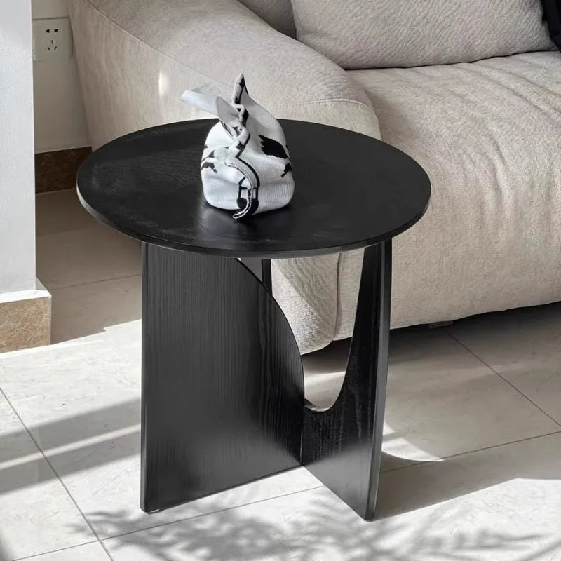 Round Solid Wood Coffee Table | Modern Minimalist Side Table Round Coffee Table Babs Black