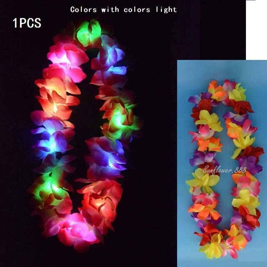 LED Hawaiian Leis Flashing Flower Necklace for Parties LED Party Necklace Babs 6 thick necklace