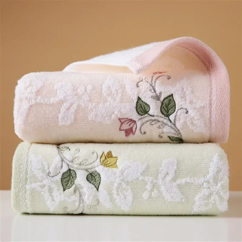 68x34cm Embroidered Cotton Face Towel – Soft & Quick-Dry Cotton Face Towel Babs