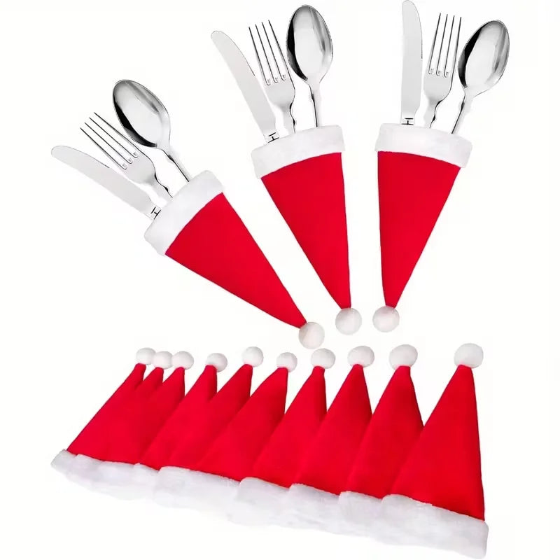 Mini Hat Christmas Cutlery Holders Set 10/20pcs – Holiday Table Holiday Cutlery Holders Babs