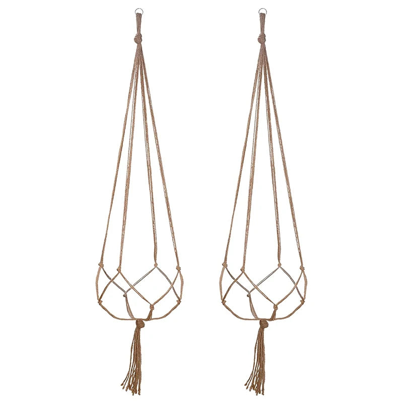 Macrame Hanging Plant Basket with Hook – Boho Planter Net Hanging Plant Basket Babs
