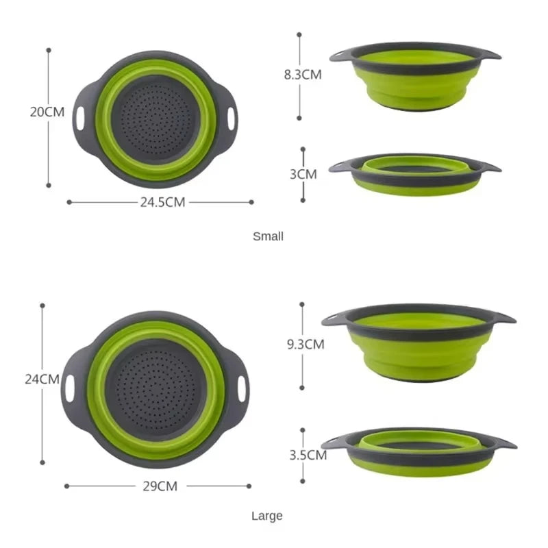 Silicone Folding Colander — Fruit & Vegetable Washing Basket Silicone Colander Strainer Babs