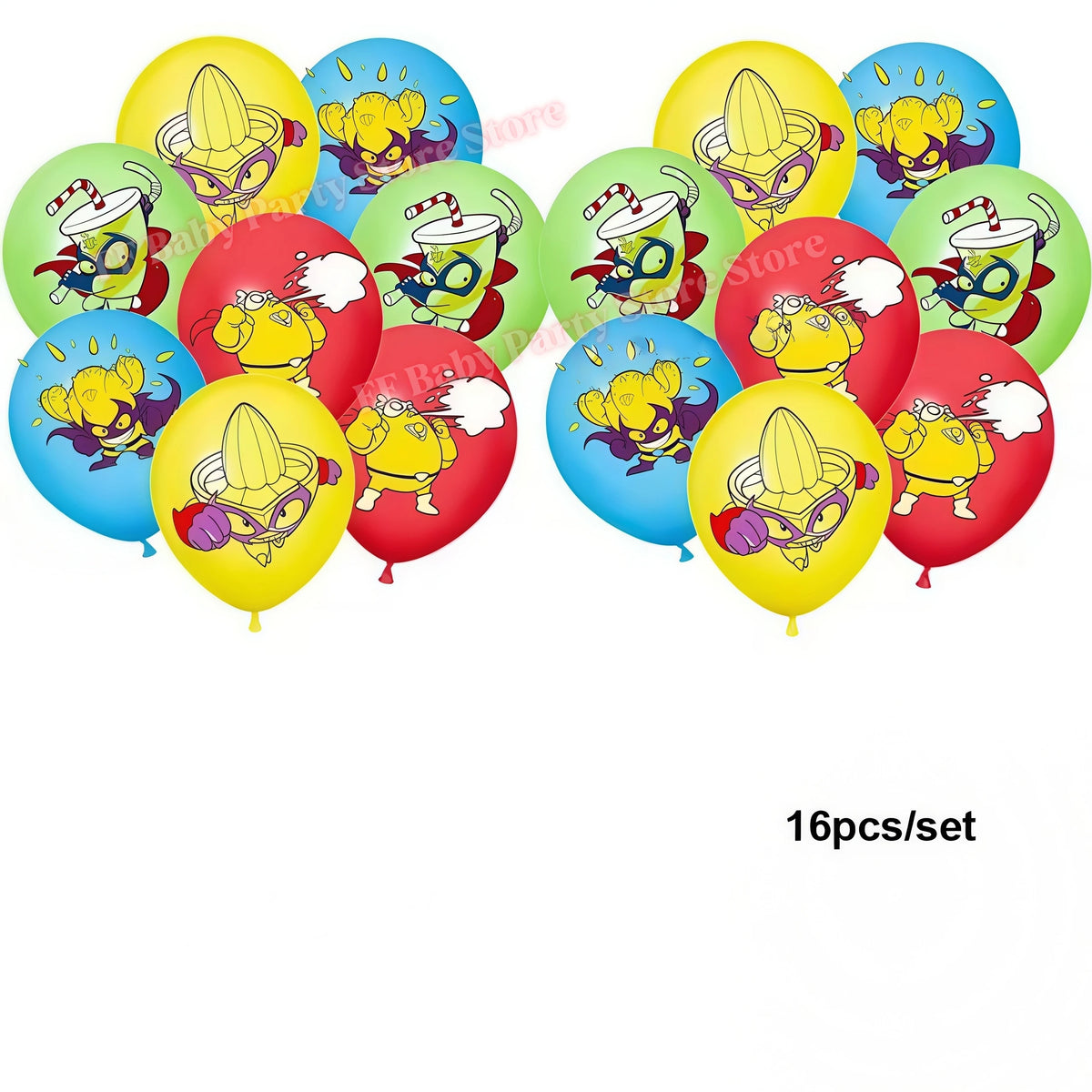 Superthings Party Balloons, Cake Toppers & Backdrop Set – 6pcs Party Decoration Set Babs 16pcs balloons others