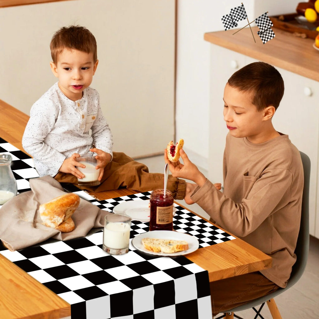 Black White Checkered Racing Table Runner – Party Decor Party Table Runner Babs