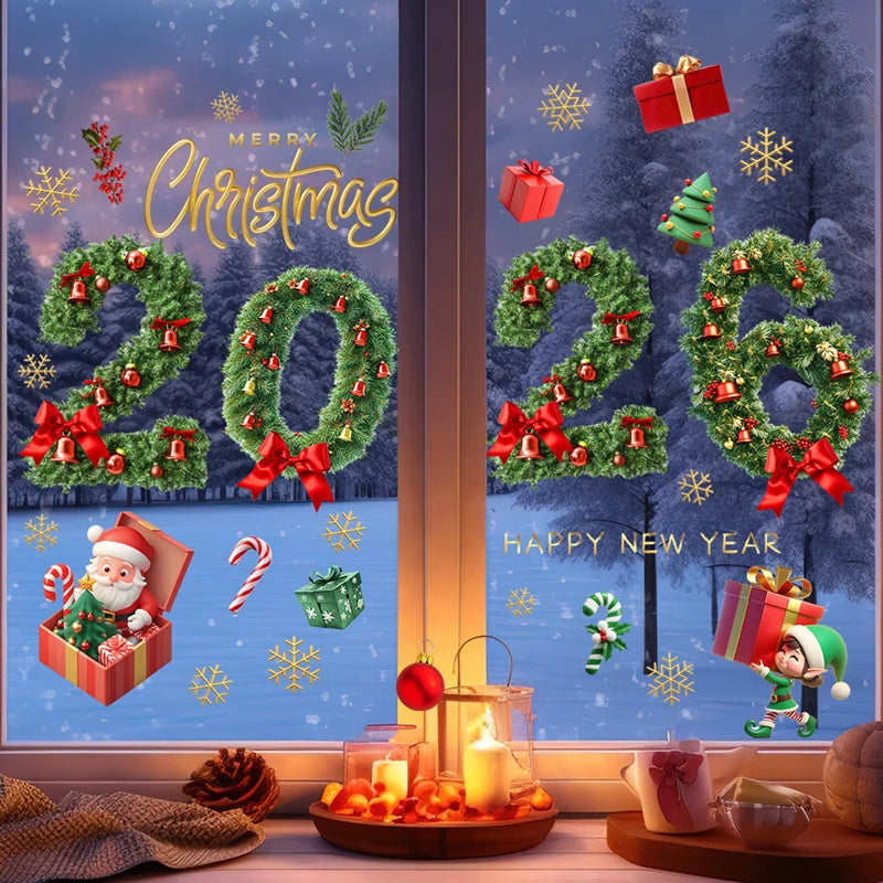 2026 Christmas Window Stickers – Santa & Snowflake Decals Holiday Window Stickers Babs