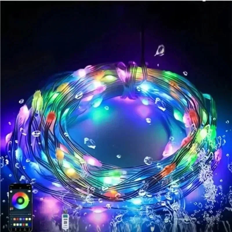 USB RGB LED String Lights Bluetooth App Control – Car & Home RGB LED String Lights Babs