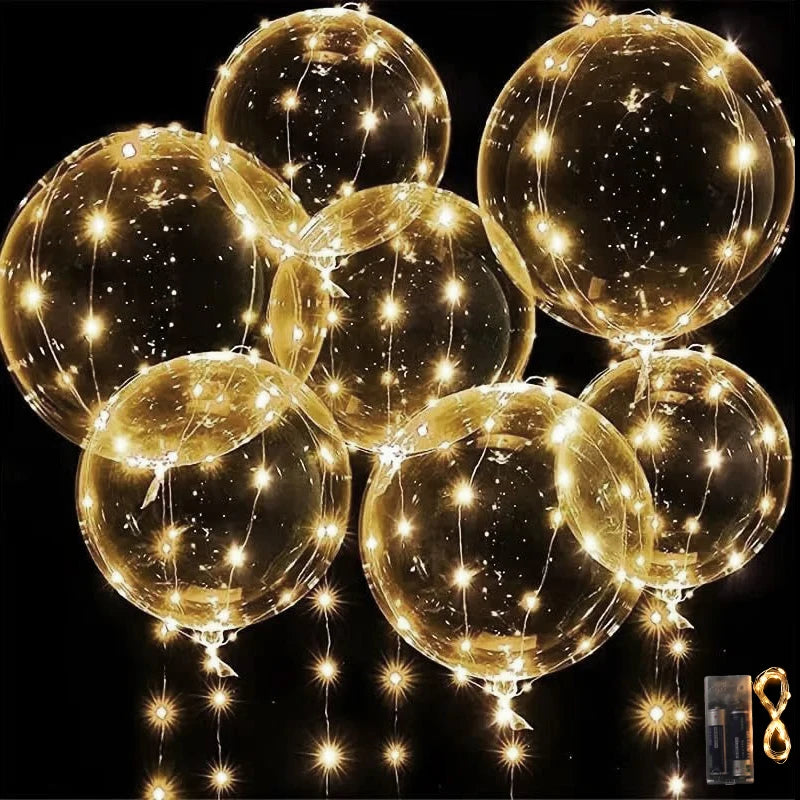 10Pcs LED Light-Up Bobo Balloons for Party & Wedding Decor LED Party Balloons Babs Warm White 35-40cm inflated dia