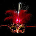 20pcs LED Feather Eye Masks | Masquerade, Mardi Gras, Cosplay Costume Eye Mask Babs dark red