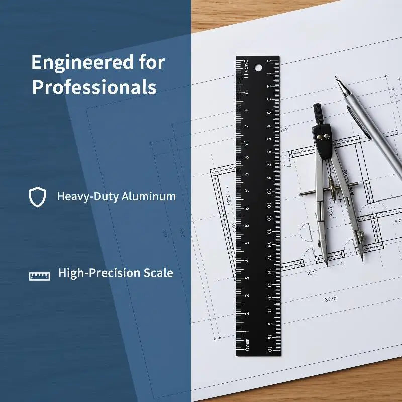 Non-Slip Aluminium Alloy Safety Cutting Ruler 20/30/45cm Metal Cutting Ruler Babs