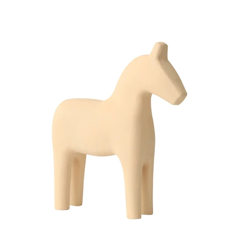 Modern Minimalist Dala Horse Wood Figurine Home Décor Decorative Figurine Babs yellow