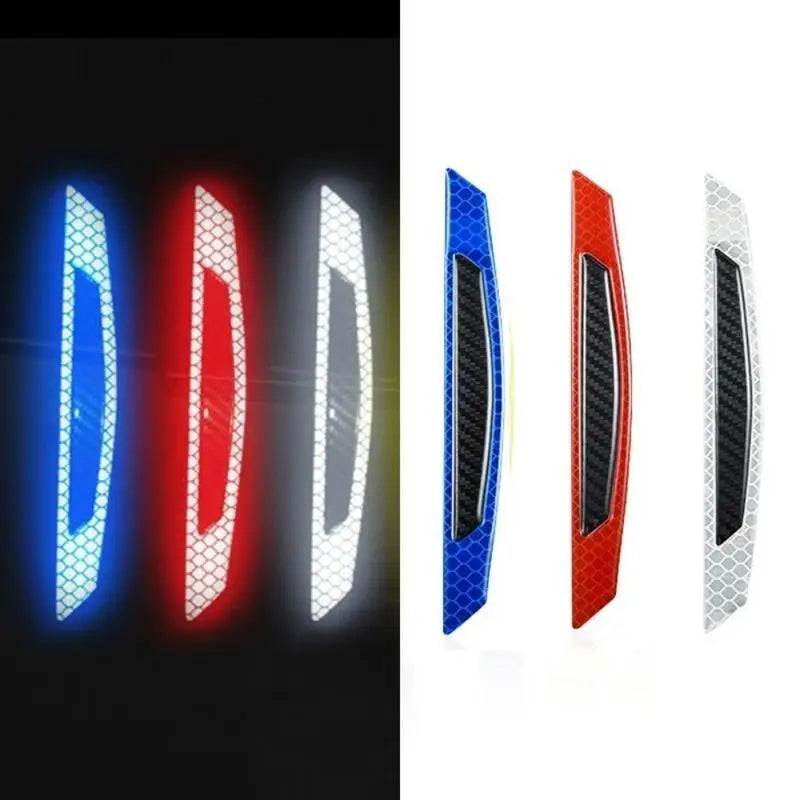 4pcs 5D Carbon Fiber Reflective Car Decals Warning Strip Set Car Decal Stickers Babs