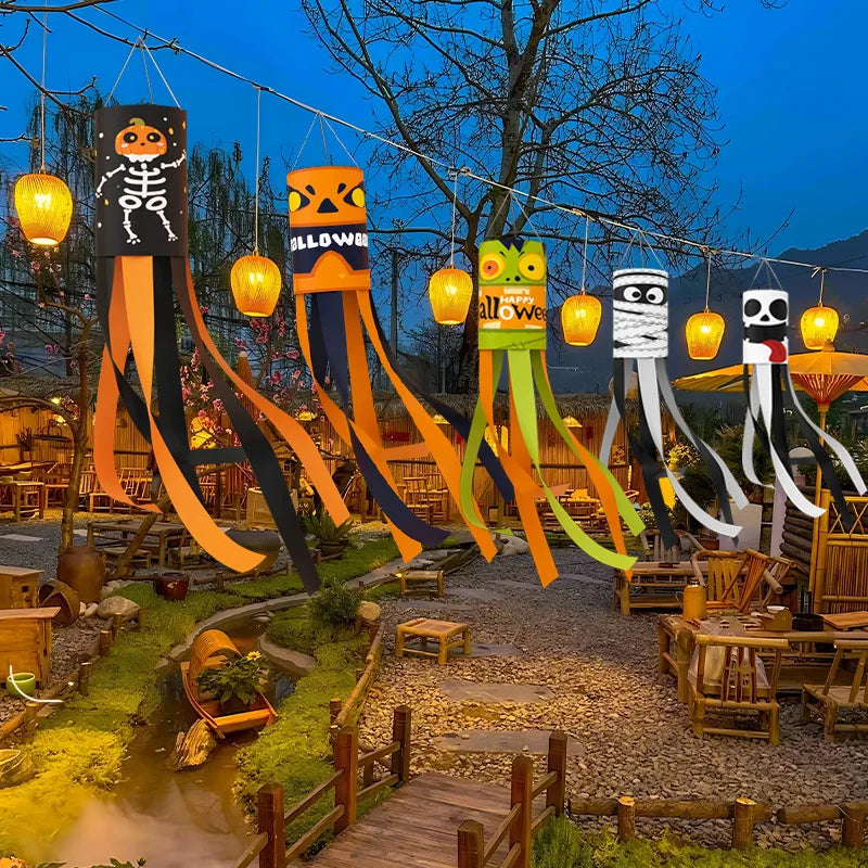 Halloween Windsock Flags – Ghost Pumpkin Skeleton Outdoor Decor Halloween Windsock Flag Babs