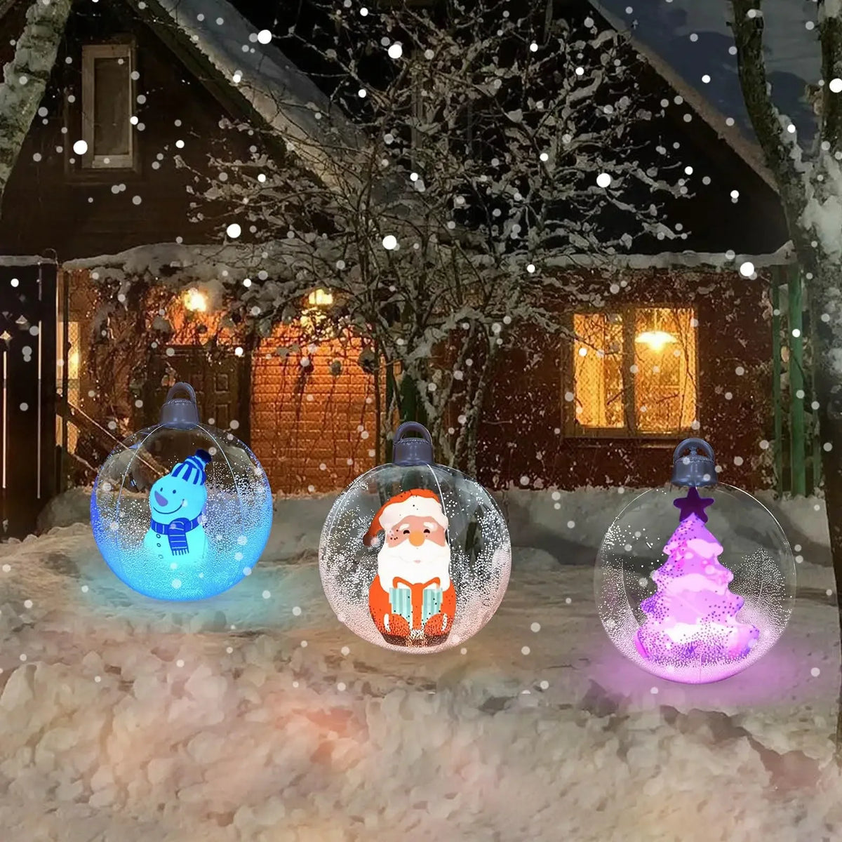 60cm Giant Inflatable Christmas Ball with Lights | Outdoor Decor Inflatable Christmas Ornament Babs
