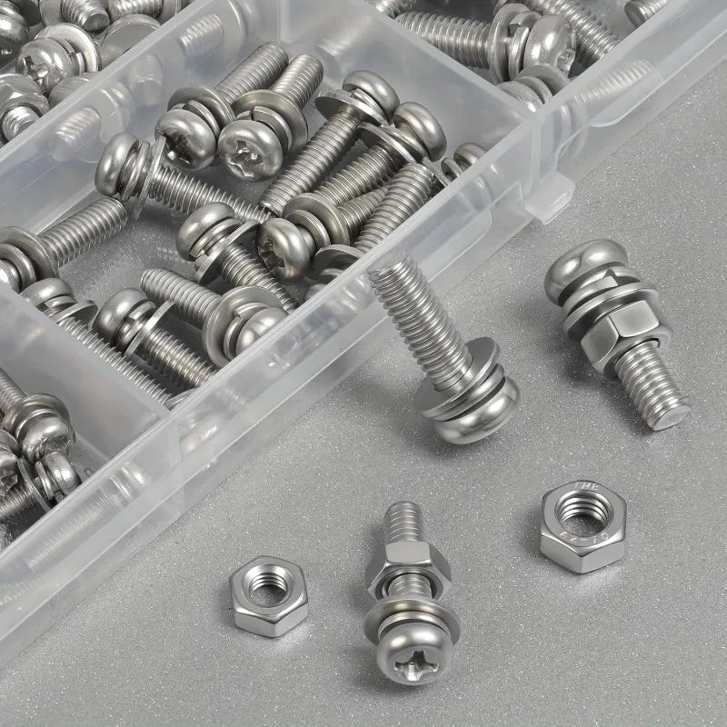 320Pcs Bolt Nut Washer Kit M2-M5 with Storage Box Fastener Assortment Kit Babs