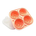 3D Rose Silicone Ice Cube Tray – 4/6 Grid Flower Shape Mold Silicone Ice Mold Babs 4 grids-pink